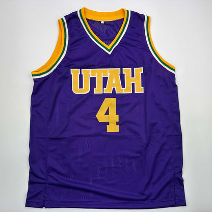 Autographed/Signed Adrian Dantley HOF 2008 Utah Purple Basketball Jersey Beckett BAS COA