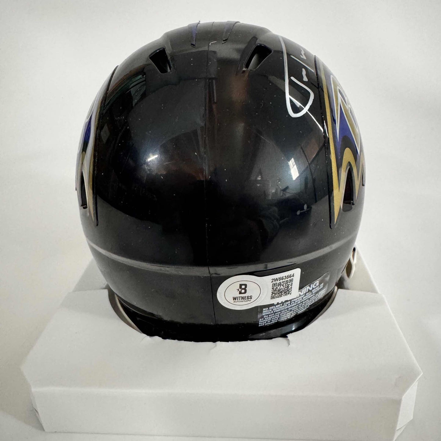 Autographed/Signed Justin Tucker Baltimore Ravens Mini Football Helmet Beckett BAS COA