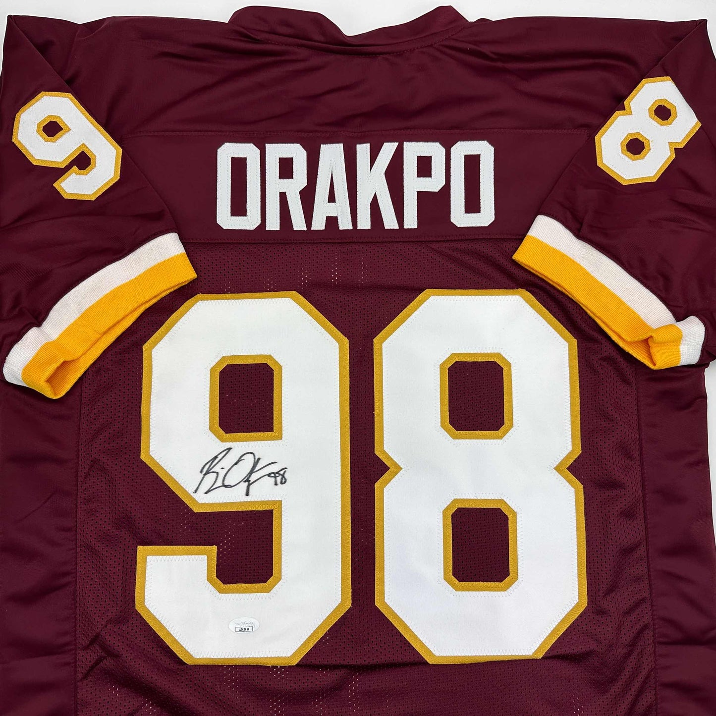 Autographed/Signed Brian Orakpo Washington Burgundy Football Jersey JSA COA