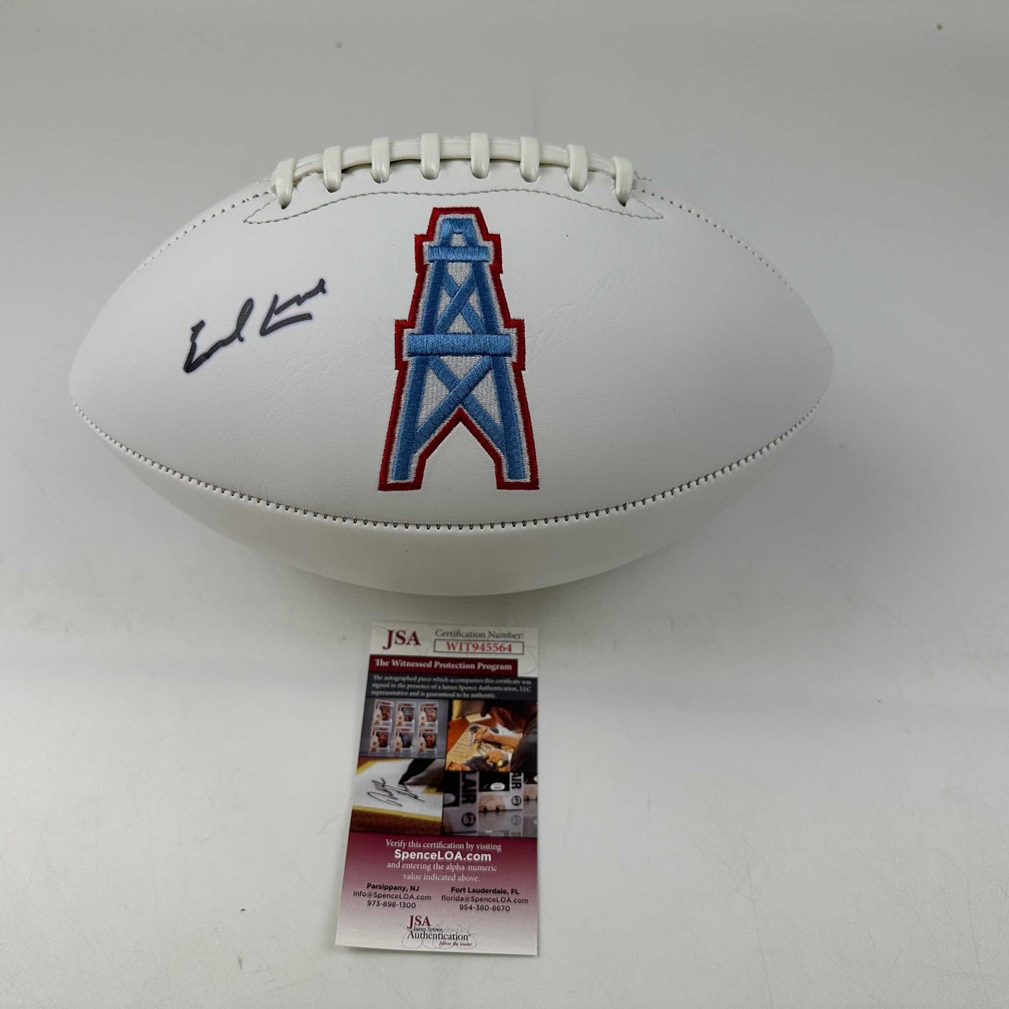 Autographed/Signed Earl Campbell Houston Oilers Full Size F/S White Panel Logo Football JSA COA