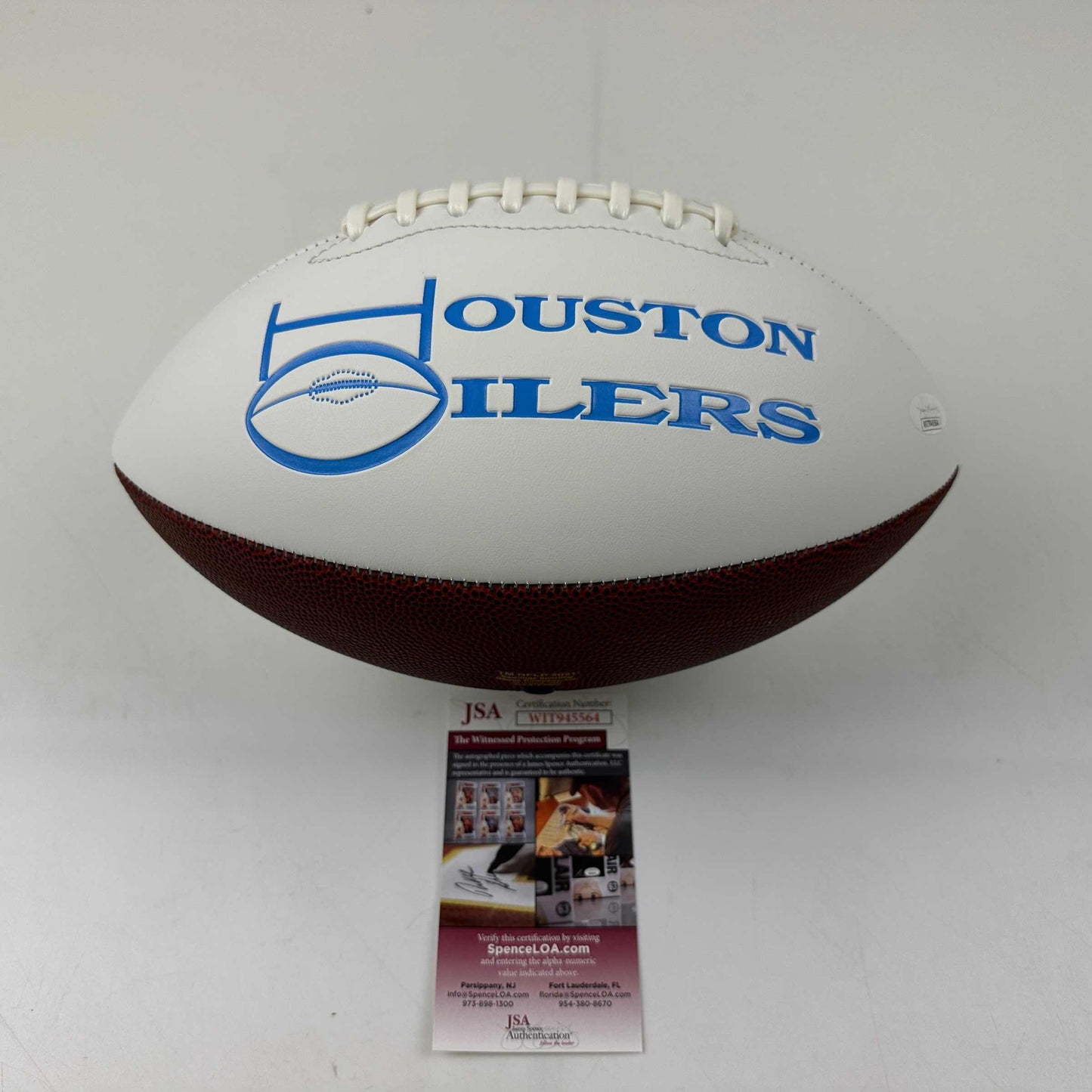 Autographed/Signed Earl Campbell Houston Oilers Full Size F/S White Panel Logo Football JSA COA