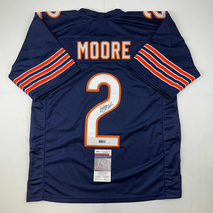 Autographed/Signed D.J. DJ Moore Chicago Blue Football Jersey Beckett BAS COA