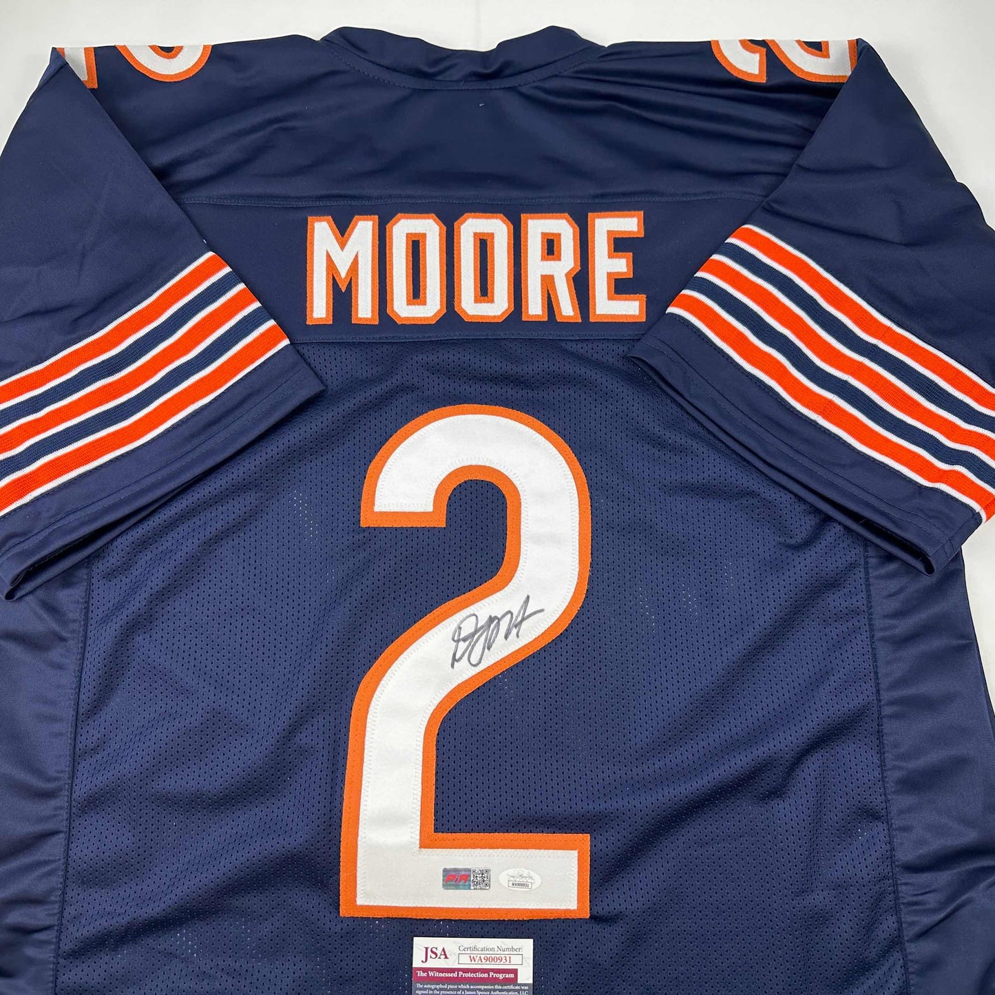 Autographed/Signed D.J. DJ Moore Chicago Blue Football Jersey Beckett BAS COA