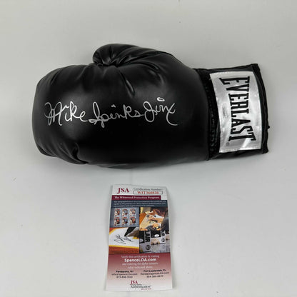 Autographed/Signed Michael Jinx Spinks Black Everlast Boxing Glove JSA COA