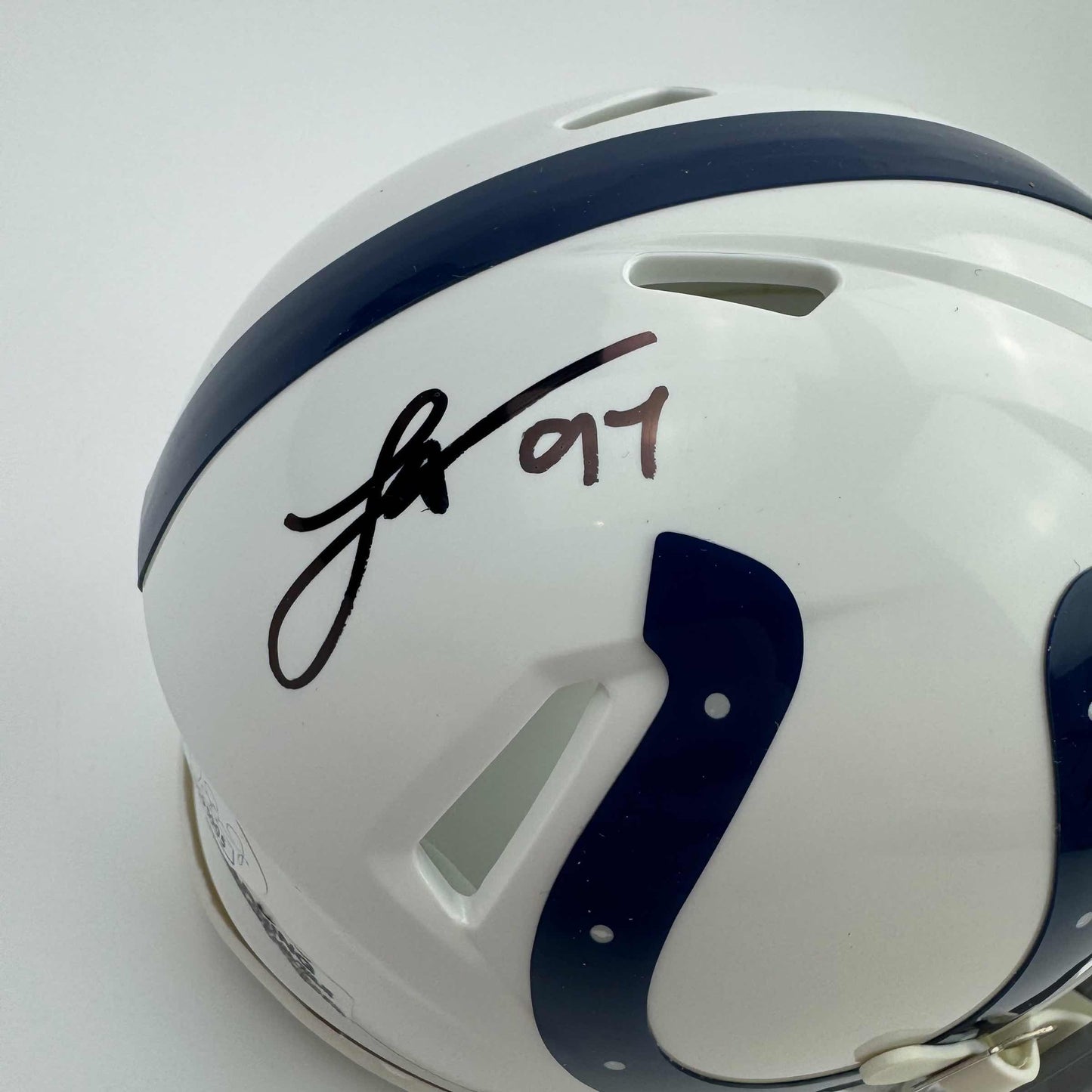 Autographed/Signed Laiatu Latu Indianapolis Colts Mini Football Helmet JSA COA