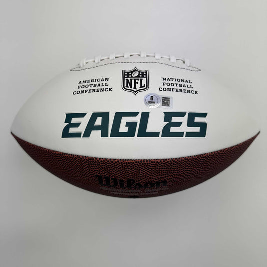 Autographed/Signed Brandon Graham Philadelphia Eagles Full Size F/S White Panel Logo Football Beckett BAS COA