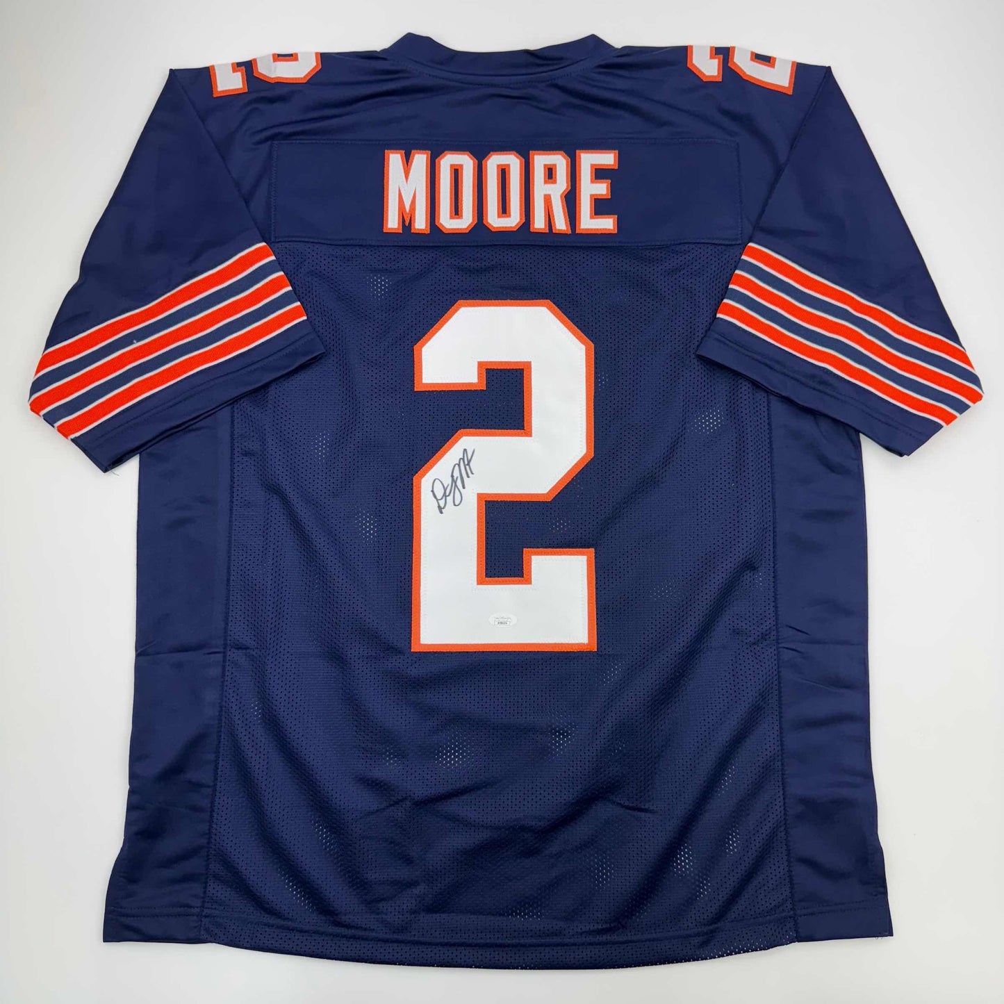 Autographed/Signed D.J. DJ Moore Chicago Retro Blue Football Jersey Beckett JSA COA