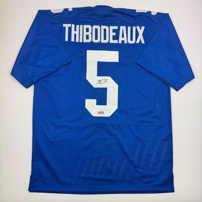 Autographed/Signed Kayvon Thibodeaux New York Blue Football Jersey JSA COA