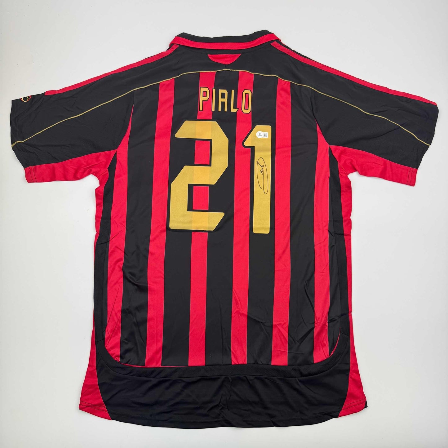 Autographed/Signed Andrea Pirlo AC Milan Black/Red Soccer Futbol Jersey Beckett BAS COA