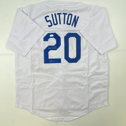 Autographed/Signed Don Sutton HOF 98 Los Angeles LA White Baseball Jersey JSA COA