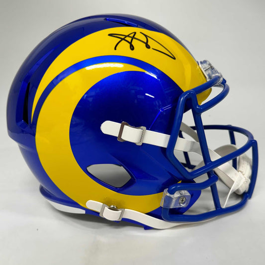 Autographed/Signed Aaron Donald Los Angeles Rams Full Size F/S Football Helmet Beckett COA