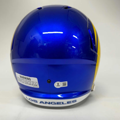 Autographed/Signed Aaron Donald Los Angeles Rams Full Size F/S Football Helmet Beckett COA
