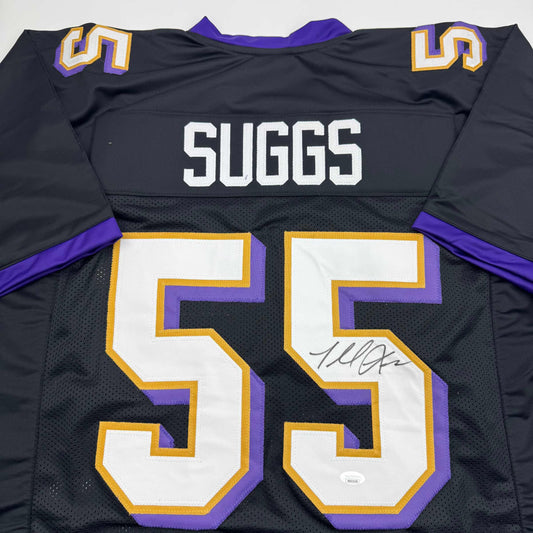 Autographed/Signed Terrell Suggs Baltimore Black Football Jersey JSA COA #2