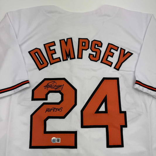 Autographed/Signed Rick Dempsey "MVP 83 WS" Baltimore White Baseball Jersey Beckett BAS COA
