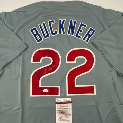 Autographed/Signed Bill Buckner Chicago Grey Baseball Jersey JSA COA