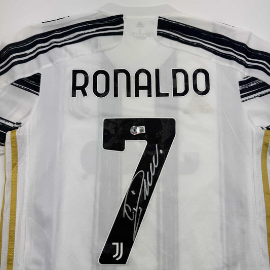 Autographed/Signed Cristiano Ronaldo Juventus White Soccer Jersey Beckett BAS COA