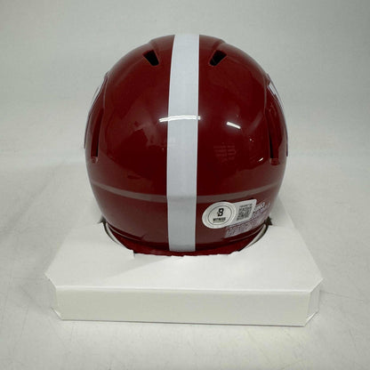 Autographed/Signed Nick Saban Alabama Crimson Tide Mini College Football Helmet Beckett BAS COA