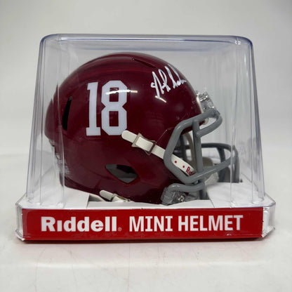 Autographed/Signed Nick Saban Alabama Crimson Tide Mini College Football Helmet Beckett BAS COA