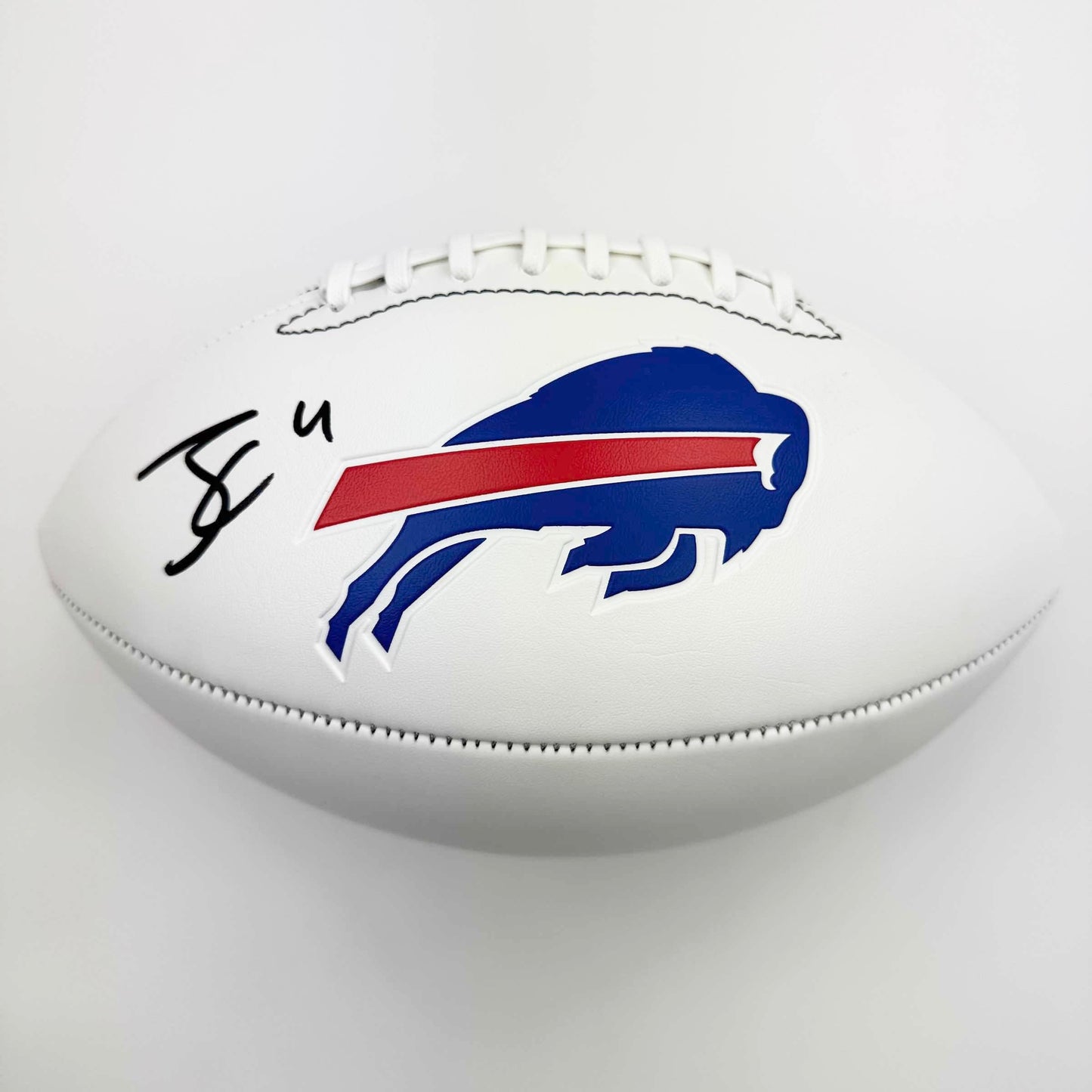 Autographed/Signed James Cook Buffalo Bills Full Size FS White Panel Logo Football JSA COA