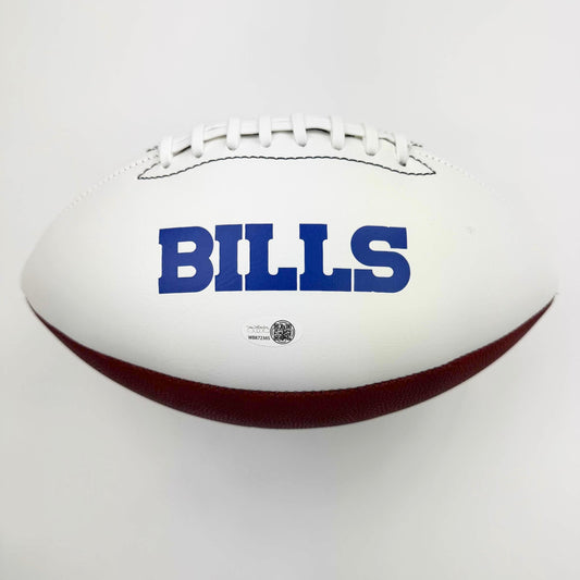 Autographed/Signed James Cook Buffalo Bills Full Size FS White Panel Logo Football JSA COA