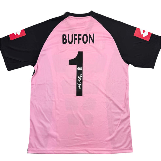 Autographed/Signed Gianluigi Buffon Juventus Pink Soccer Jersey Beckett BAS COA