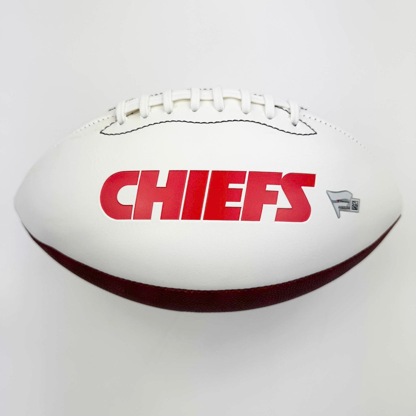 Autographed/Signed Patrick Mahomes Kansas City Chiefs Full Size F/S White Panel Logo Football Fanatics COA