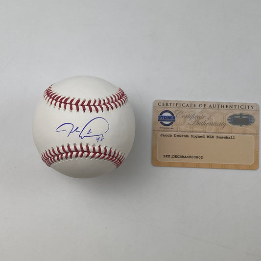 Autographed/Signed Jacob DeGrom Rawlings Official Major League Baseball ROML Steiner Sports COA Auto