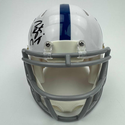 Autographed/Signed Peyton Manning "5x NFL MVP" Indianapolis Colts Mini Football Helmet Fanatics COA