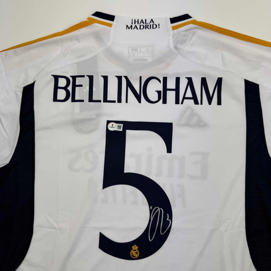 Autographed/Signed Jude Bellingham Real Madrid White Soccer Jersey Beckett BAS COA