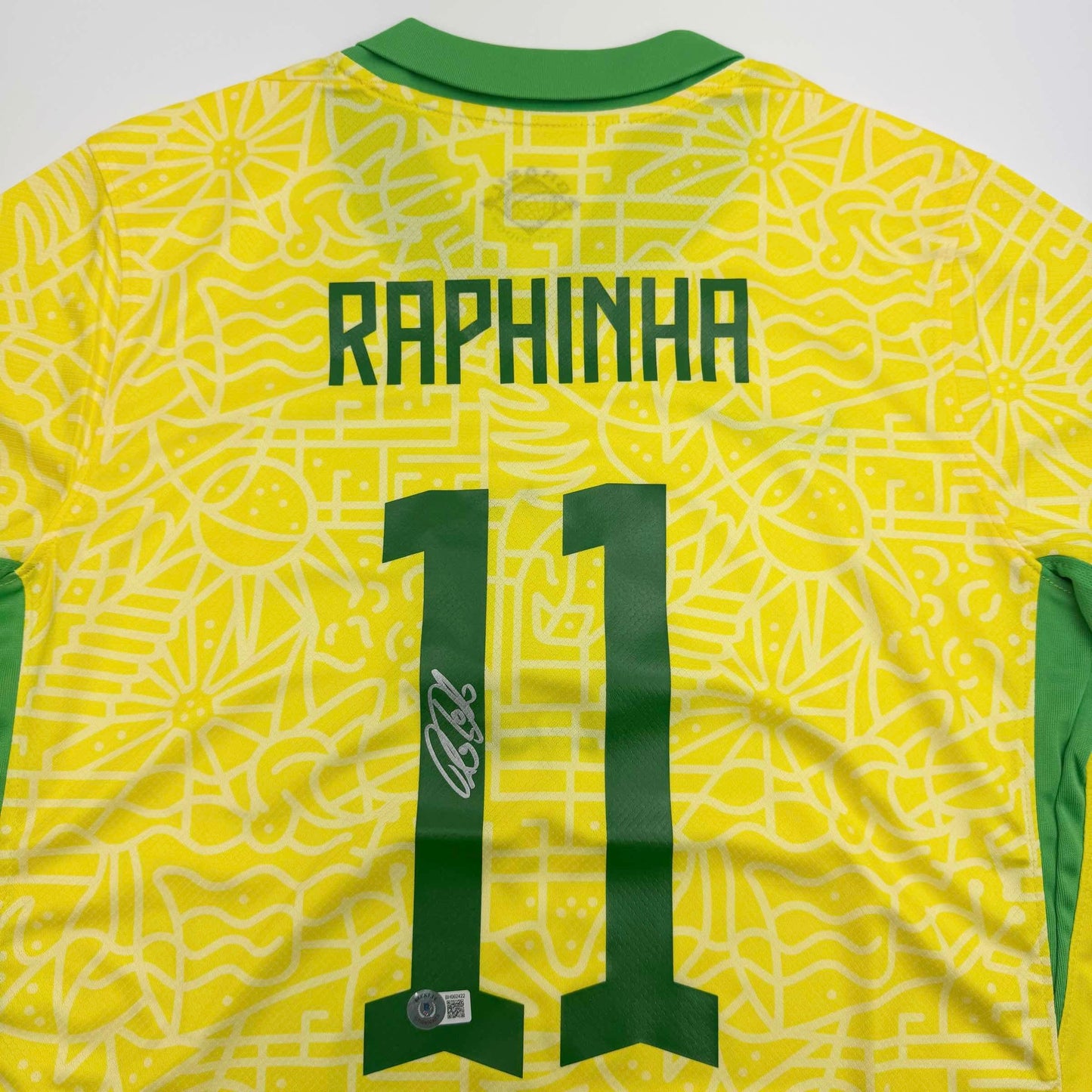 Autographed/Signed Raphinha Raphael Belloli Brazil Yellow Soccer Jersey Beckett BAS COA