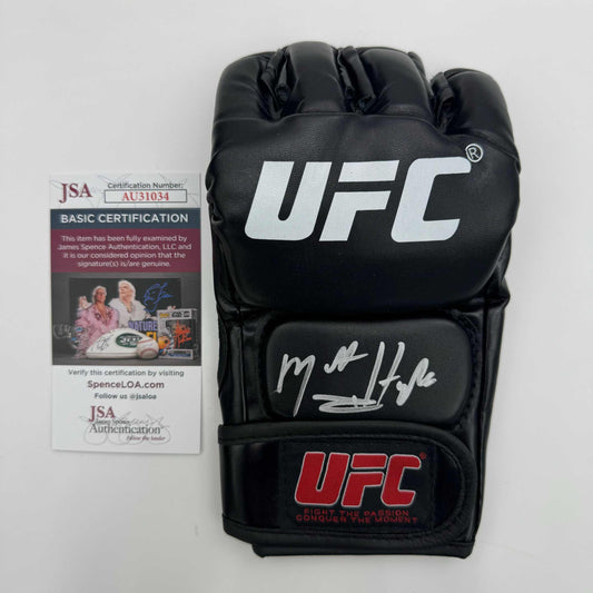 Autographed/Signed Matt Hughes UFC MMA Black Fighting Glove JSA COA Auto