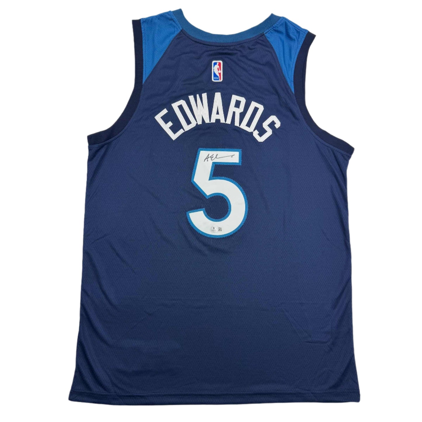 Autographed/Signed Anthony Edwards Minnesota Blue Basketball Jersey Beckett BAS COA