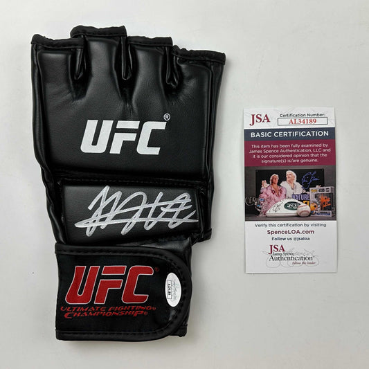 Autographed/Signed Khabib Nurmagomedov Black UFC MMA Glove Ultimate Fighting JSA COA