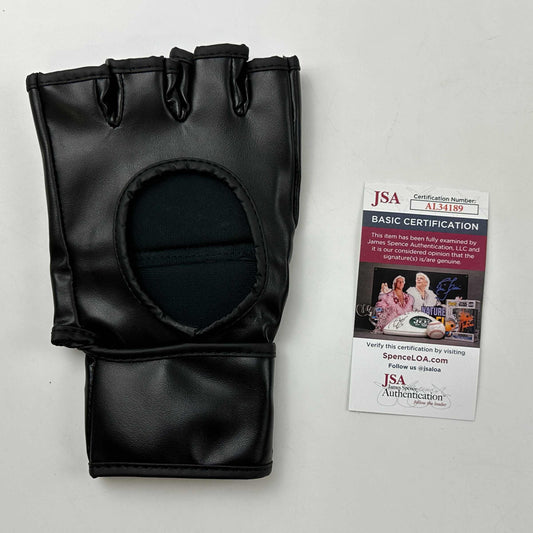 Autographed/Signed Khabib Nurmagomedov Black UFC MMA Glove Ultimate Fighting JSA COA