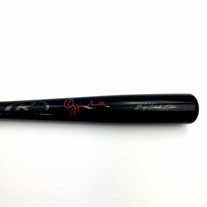 Autographed/Signed Ozzie Smith Black Rawlings Pro Baseball Bat Fanatics Authentic COA