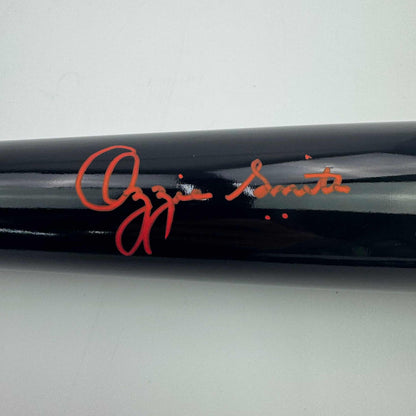 Autographed/Signed Ozzie Smith Black Rawlings Pro Baseball Bat Fanatics Authentic COA