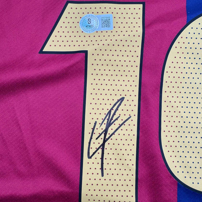 Autographed/Signed Lamine Yamal FC Barcelona Blue Soccer Jersey Beckett BAS COA