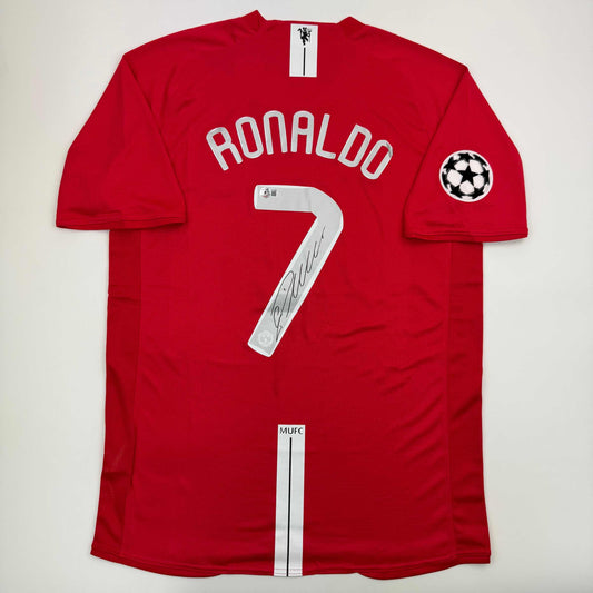 Autographed/Signed Cristiano Ronaldo Manchester United Red Soccer Jersey Beckett BAS COA