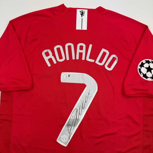 Autographed/Signed Cristiano Ronaldo Manchester United Red Soccer Jersey Beckett BAS COA