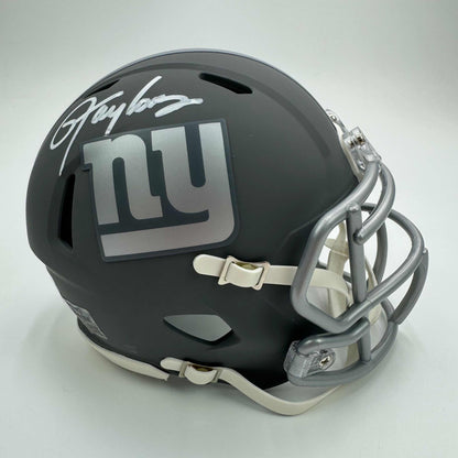 Autographed/Signed Lawrence Taylor New York Giants Silver Mini Football Helmet Beckett BAS COA