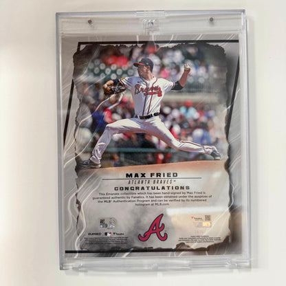 Autographed/Signed 2024 Under Wraps Emanate Max Fried Atlanta Braves Orange /25 8x10 Baseball Card Photo Fanatics COA