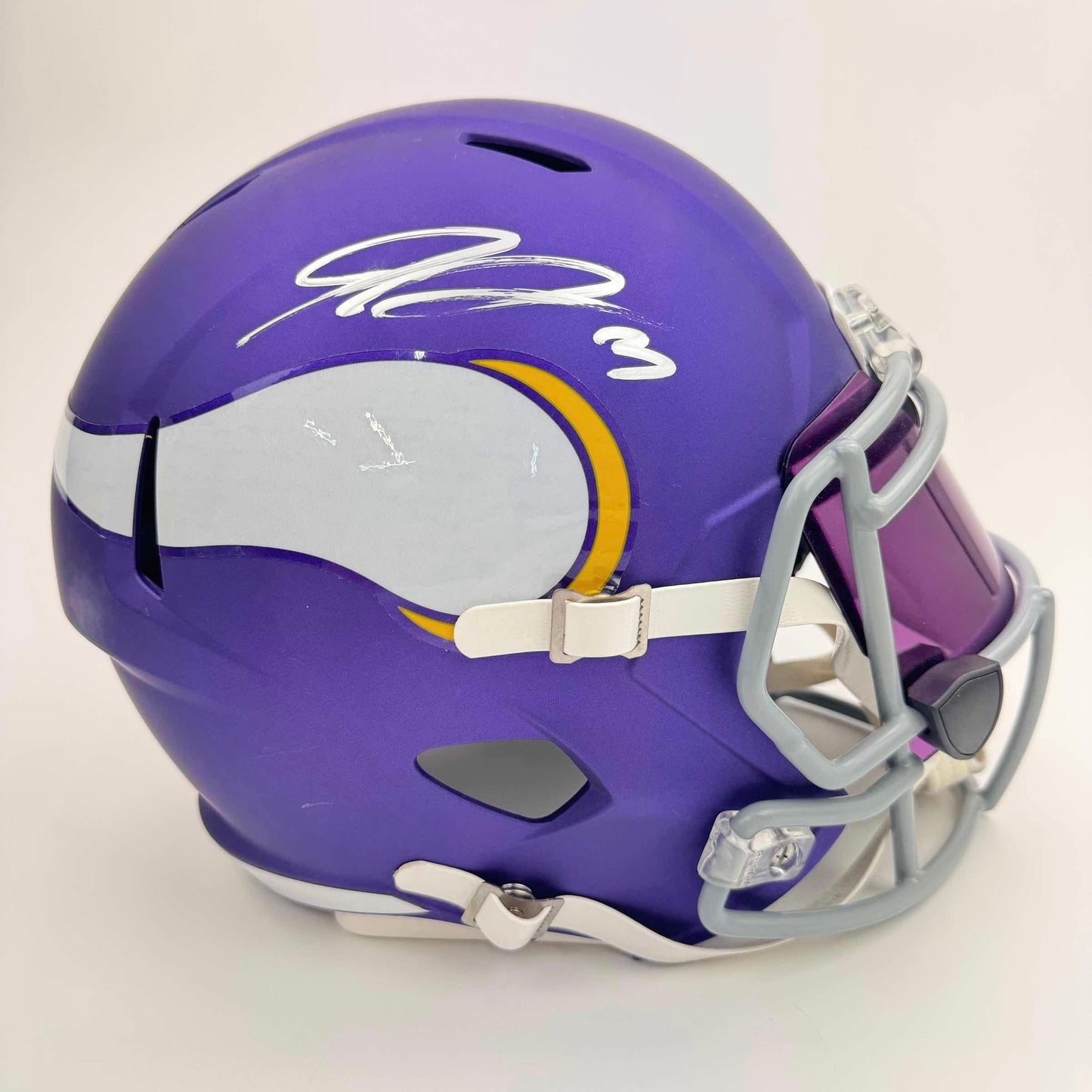 Autographed/Signed Jordan Addison Minnesota Vikings Full Size FS F/S Replica Football Helmet w/ Purple Visor Beckett BAS COA