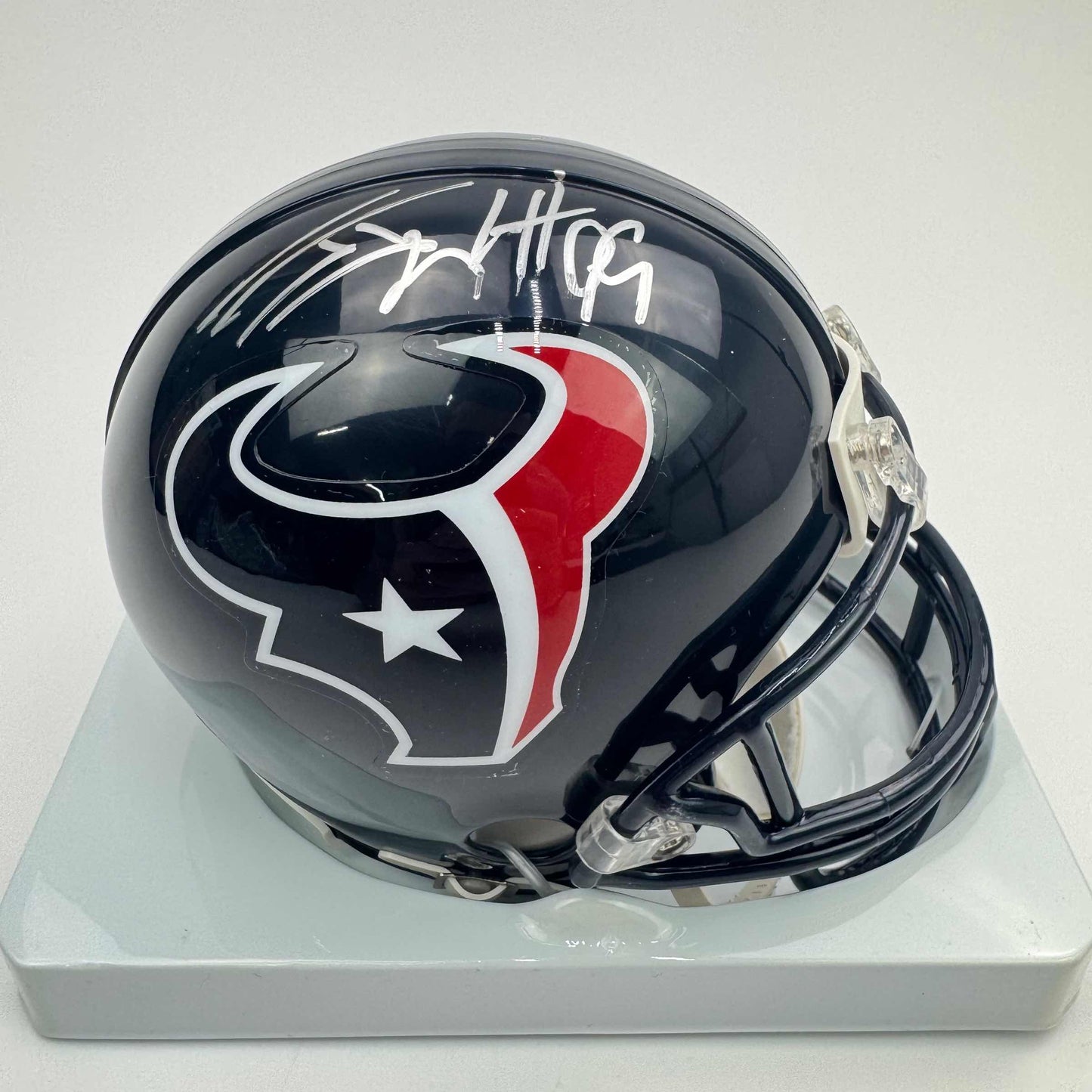 Autographed/Signed J.J JJ Watt Houston Texans Mini Football Helmet JSA COA