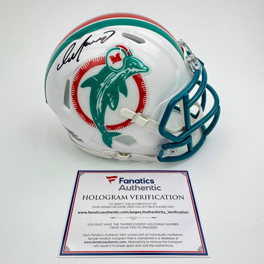 Autographed/Signed Dan Marino Miami Dolphins Mini Football Helmet Fanatics COA