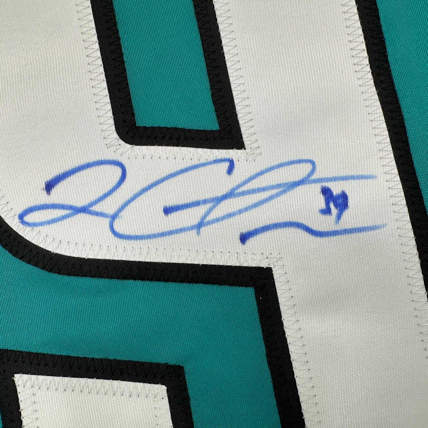 Framed Autographed/Signed Logan Couture 35x39 San Jose Teal Hockey Jersey JSA COA
