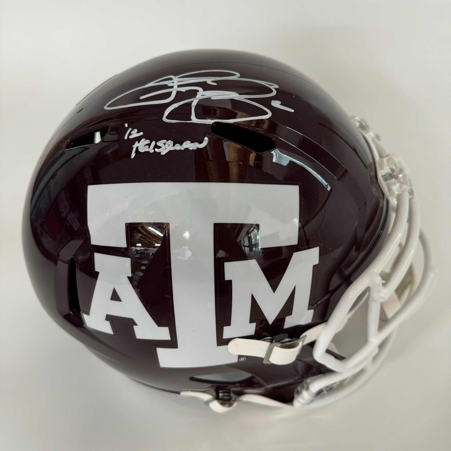 Autographed/Signed Johnny Manziel 12 Heisman Texas A&M Aggies Full Size FS F/S Replica College Football Helmet Beckett BAS COA