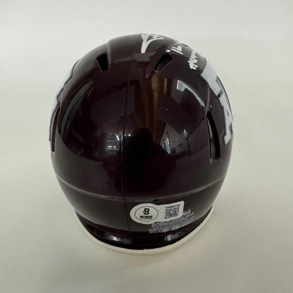Autographed/Signed Johnny Manziel 12 Heisman Texas A&M Aggies College Football Mini Helmet Beckett BAS COA
