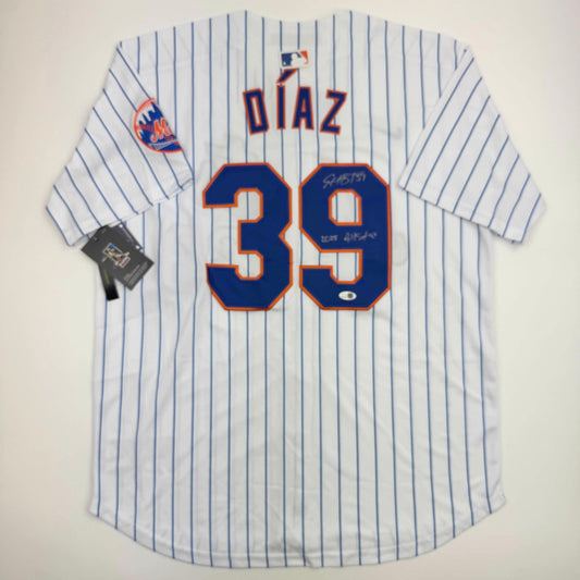 Autographed/Signed Edwin Diaz "2025 All-Star" New York Pinstripe Baseball Jersey JSA COA