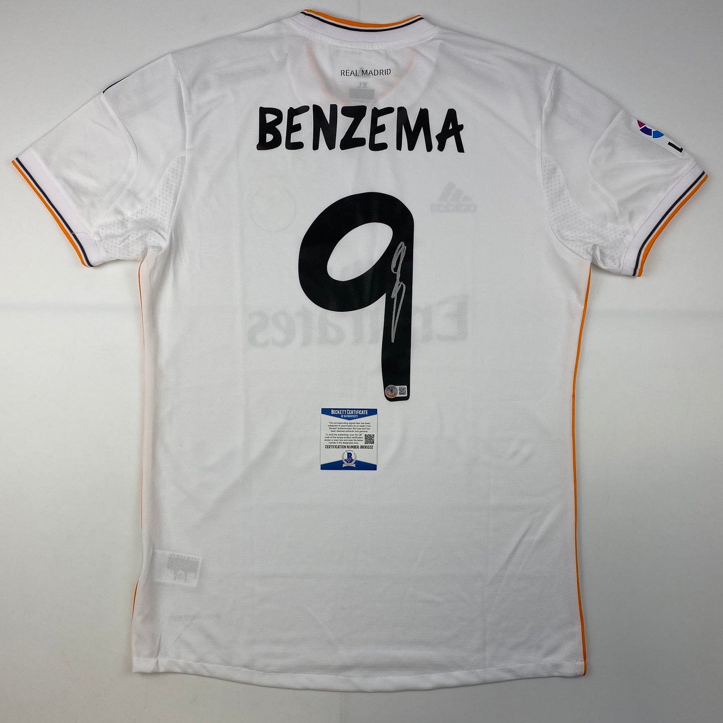 Autographed/Signed Karim Benzema Real Madrid White Soccer Jersey Beckett BAS COA