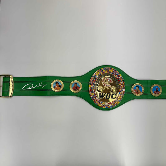 Autographed/Signed Oscar De La Hoya WBC Green Boxing Replica Championship Belt Beckett BAS COA